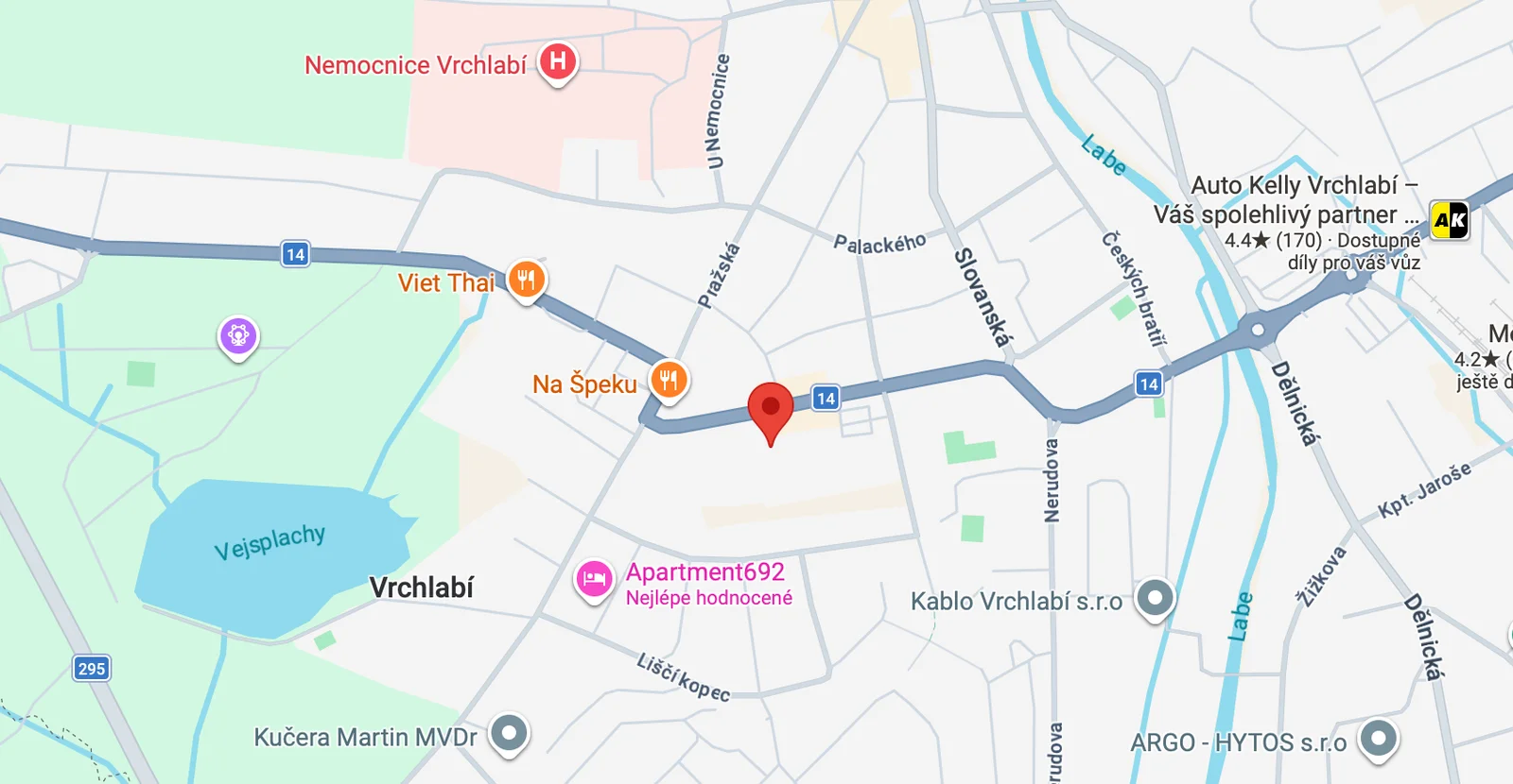Mapa studia Pilates Vrchlabí